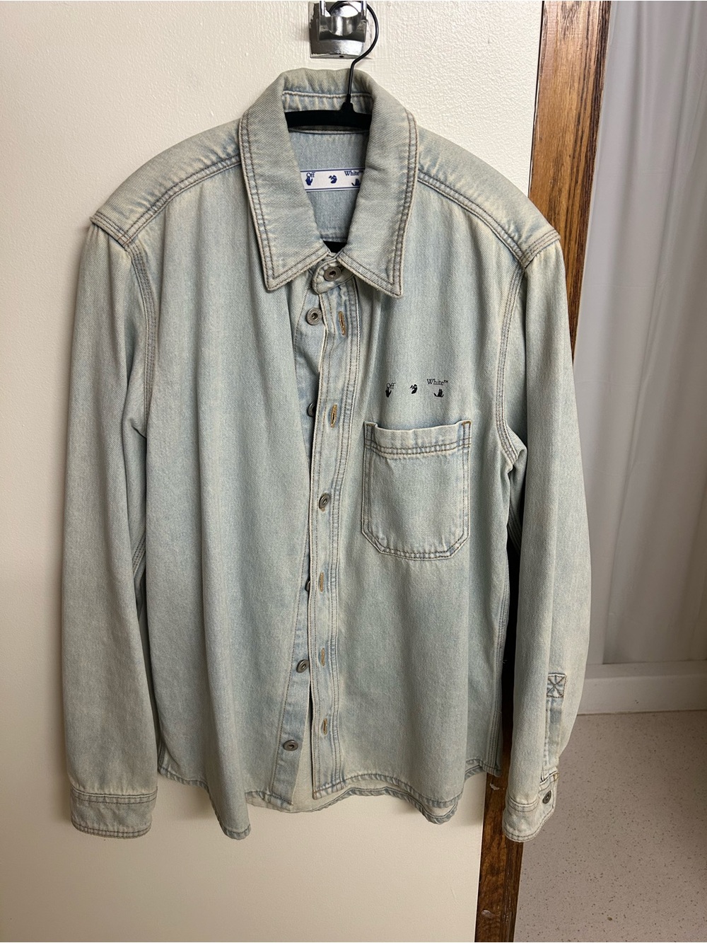Off-White Light Wash Denim Shirt Jacket